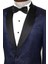 Lacivert Nokta Desenli Slim Fit Smokin Ceket 2