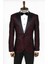 Bordo Kareli Desenli Simli Smokin Ceket 1