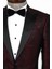 Bordo Kareli Desenli Simli Smokin Ceket 2