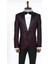 Bordo Kareli Desenli Simli Smokin Ceket 4