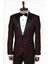 Bordo Kareli Desenli Simli Smokin Ceket 5