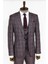 Slim Fit Bordo Ekose Takım Elbise 3