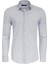 Beyaz Mini Kare Desenli Slim Fit Gömlek 1