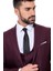 Bordo Sivri Yaka Slim Fit Yelekli Takım Elbise 2