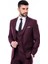 Bordo Sivri Yaka Slim Fit Yelekli Takım Elbise 4