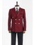 Kruvaze Bordo Slim Fit Tek Ceket 3