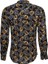 Siyah Çiçek Desenli Slim Fit Uzun Kollu Gömlek 5