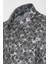 Çiçek Desenli Koyu Gri Slim Fit Gömlek 2