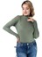 Kadın Haki Yeşili Yarım Balıkçı Yaka Kazak 1