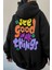 Kadın Siyah See Good Baskılı 3 Iplik Şardonlu Kapüşonlu Oversize Salaş Bol Kesim Hoodie Sweatshirt 1