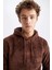 Regular Fit Kapüşonlu Baskılı Pelüş Sweatshirt Y5556AZ22WN 4