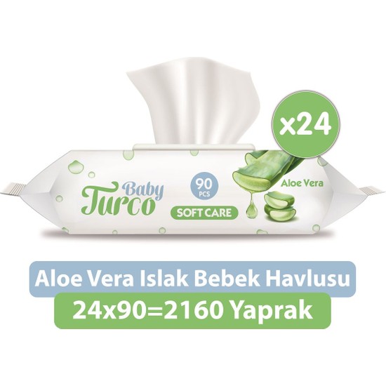 Baby Turco Aloe Vera Islak Bebek Havlusu 24x90 Yaprak 2160 Yaprak