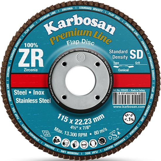 Karbosan Flap Disk Çelik ve İnox Zımpara ZR 115x22.23/40Kum Fiyatı
