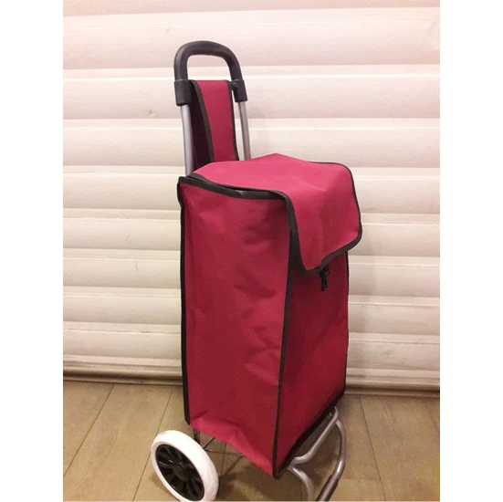 Ceybag Pazar Arabası Ses Yapmayan Beyaz Silikon Tekerlikli Bordo