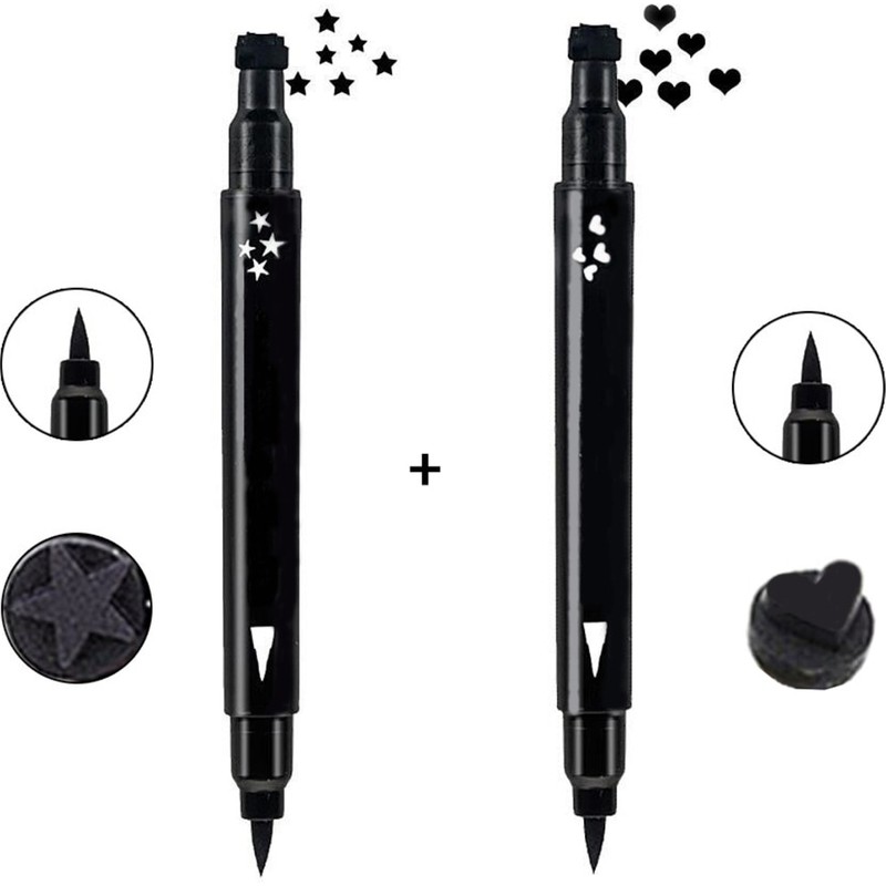 Cosmetichane Çift Uçlu Eyeliner Yıldız ve Kalp Desenli 2li Ekonomik Set