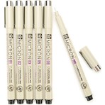 Sakura Pigma Micron Teknik Çizim Kalemi 6'Lı Set 0.05-0.1-0.2-0.3-0.5-0.8 Renkli Kalemler