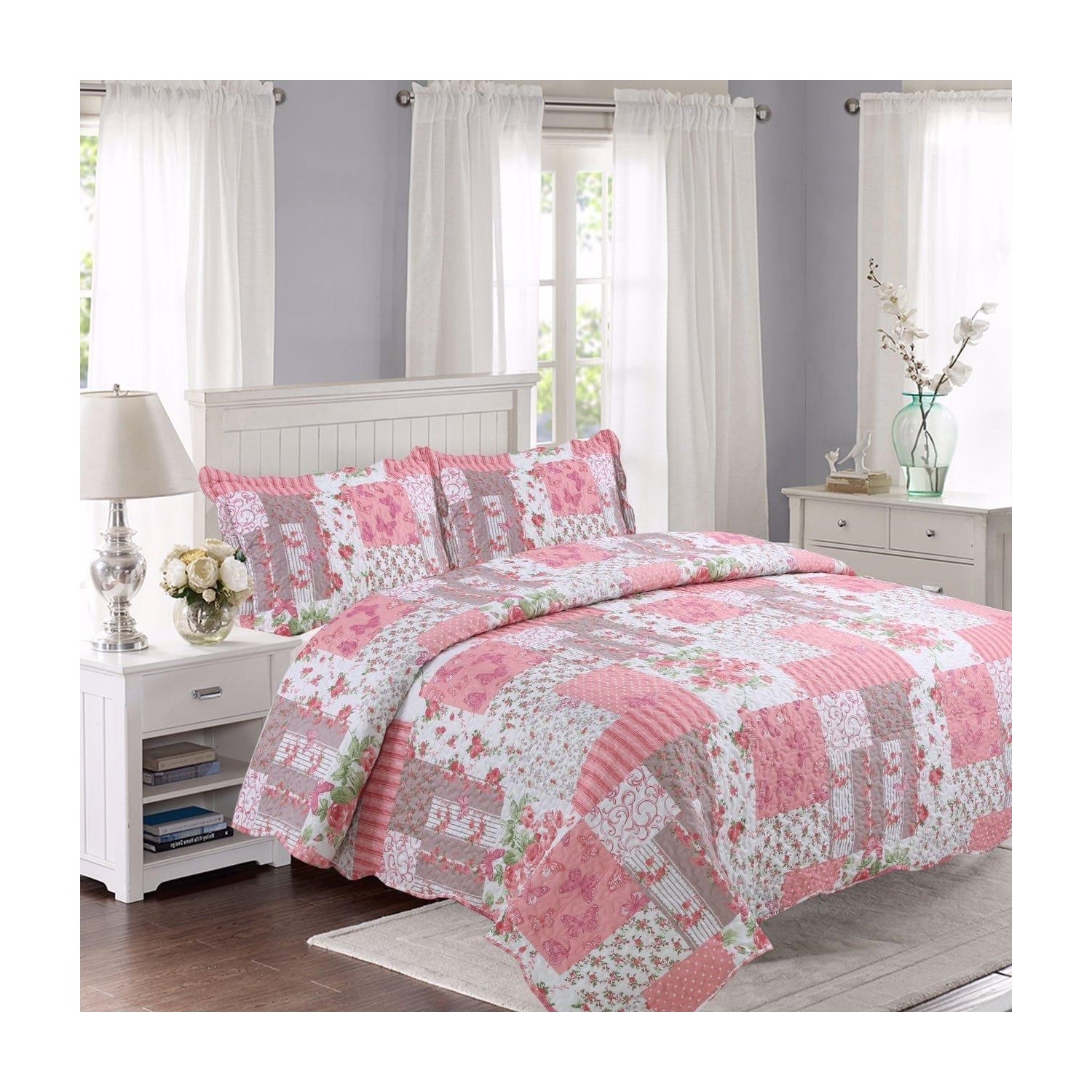 Golden Class Micro Cotton Yatak Örtüsü Patchwork Pembe Golden Class Micro Cotton Yatak Örtüsü Patchwork Pembe