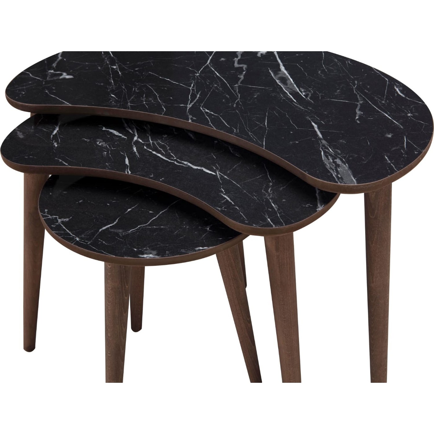 Popüler Mobilya Hilal Zigon Sehpa Mermer Desen Siyah Fiyatı