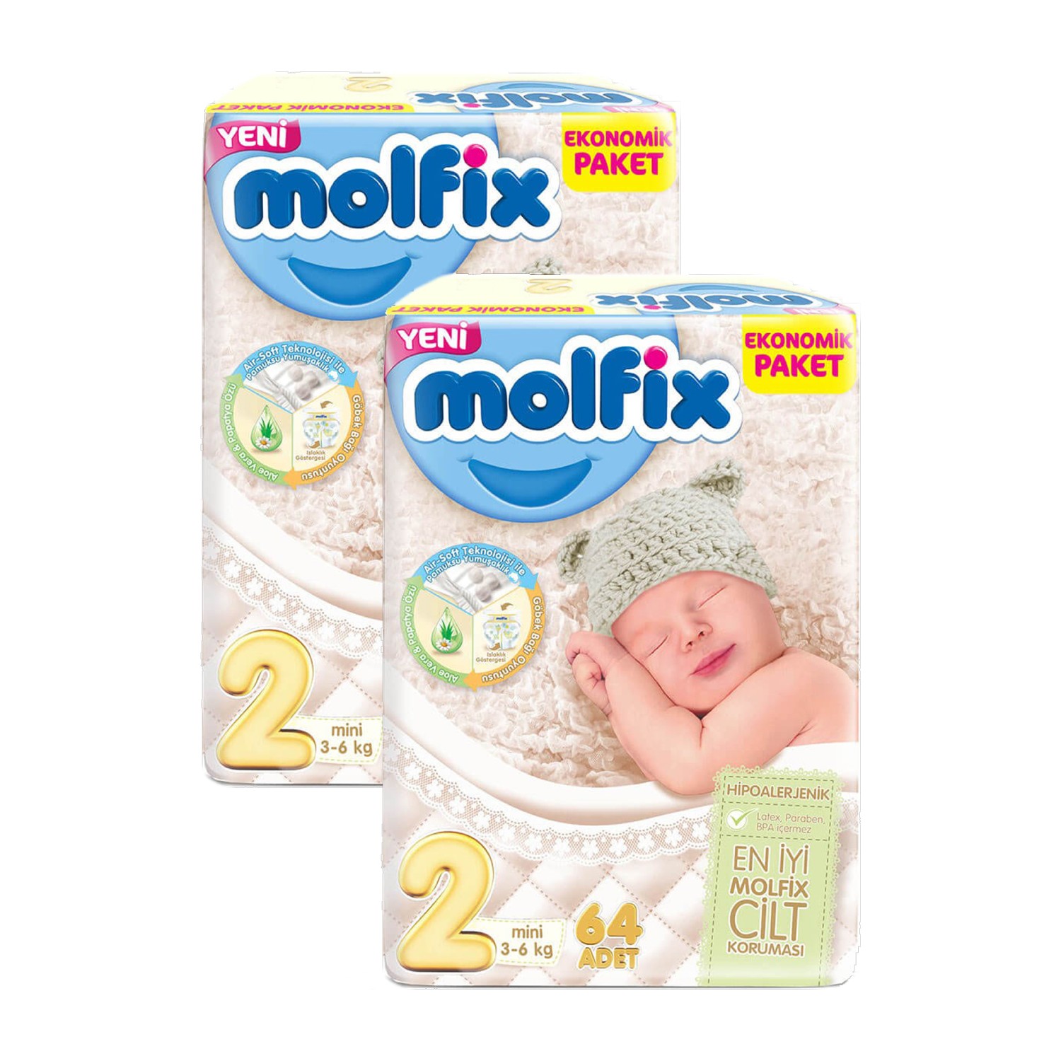 Molfix 2 Beden Yenidoğan 64 X 2 128� li Bebek Bezi 36 kg Molfix 2 Beden Yenidoğan 64 X 2 128� li Bebek Bezi 36 kg