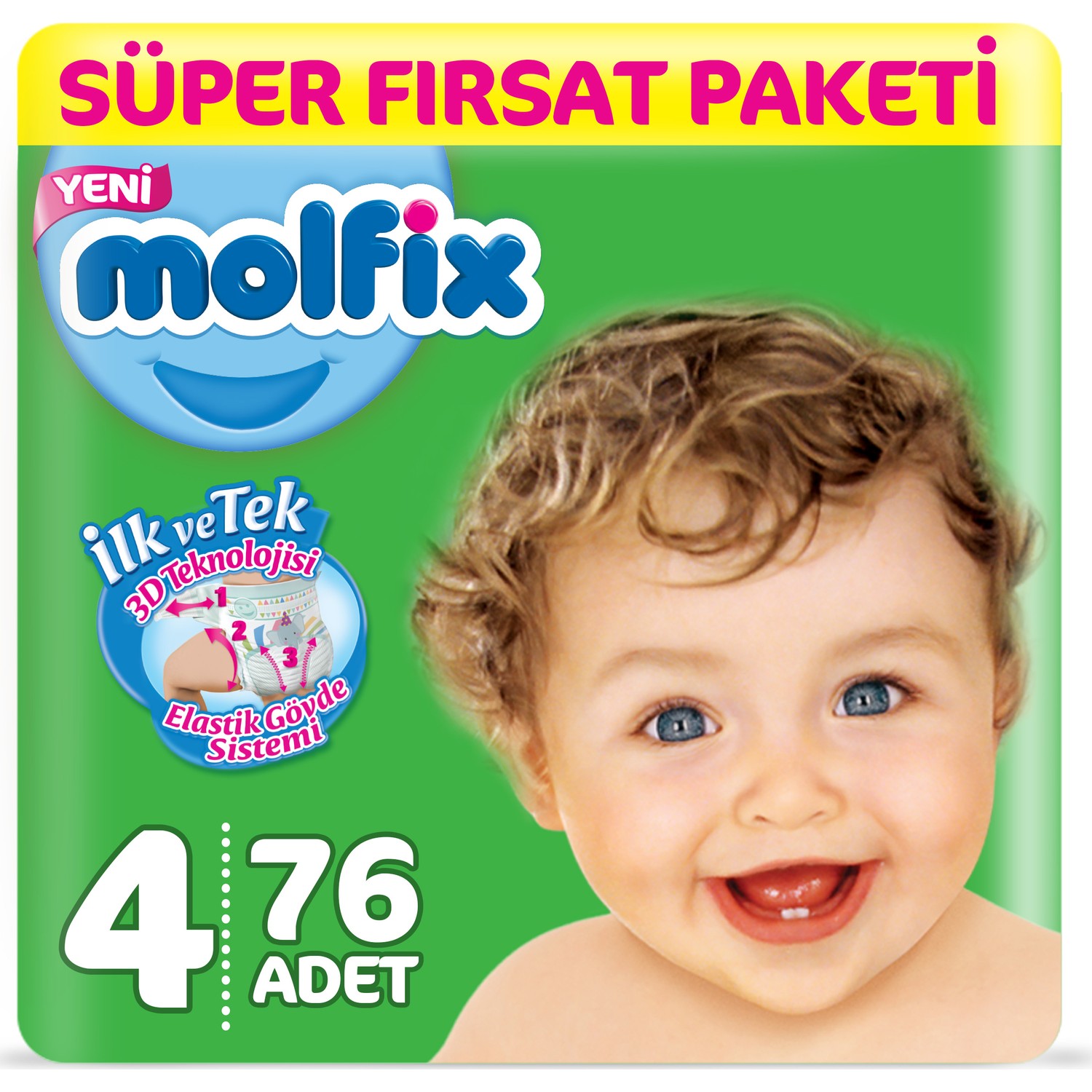 Molfix Bebek Bezi 4 Beden Maxi Süper Fırsat Paketi 76 Adet Fiyatı