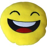 My Wory Emoji Polar Arka Kısmı Lastikli Gülen Yüz Pelüş Yastık, Puf Yastık , Oto Yastığı Sarı