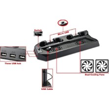 Powerstar Ps4 Slim Çift Fanlı Dikey Soğutucu Ve Kol Şarj Edici Yh22