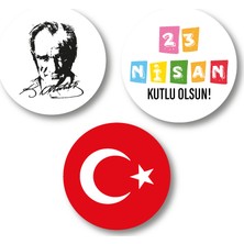 Cici 23 Nisan Sticker Etiket Duvar Süsü Seti 3 x 3 cm 21li