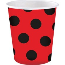 Event Party Store Bardak Siyah Puanlı Kırmızı 8'li