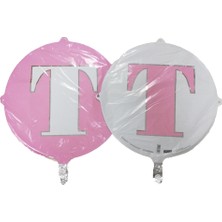 Event Party Store Folyo Balon Harf T Pembe-Beyaz 18''