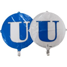 Event Party Store Folyo Balon Harf U Mavi-Beyaz 18''
