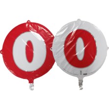 Event Party Store Folyo Balon Rakam 0 Kırmızı-Beyaz 18''