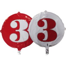 Event Party Store Folyo Balon Rakam 3 Kırmızı-Beyaz 18''