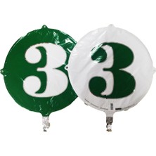 Event Party Store Folyo Balon Rakam 3 Yeşil-Beyaz 18''