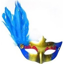 Event Party Store Maske Tüylü Mavi Gold