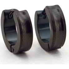 SOLFERA OLUKLU DİZAYN SİYAH RENK PASLANMAZ ÇELİK ERKEK KÜPE E649