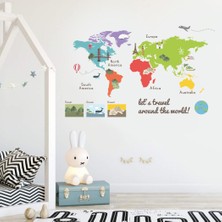 Areksan Reklam Dünya Haritası Let's Travel Çocuk Odası Eğitici Duvar Sticker
