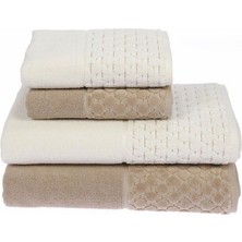 Özdilek Hamam Seti Adria Krem Kahve 2 Banyo 2 El Yüz Havlusu Özdilek Havlu Seti