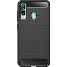 Microcase Samsung Galaxy A60 Brushed Carbon Fiber Silikon Kılıf - Siyah