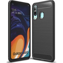 Microcase Samsung Galaxy A60 Brushed Carbon Fiber Silikon Kılıf - Siyah