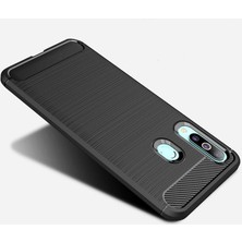 Microcase Samsung Galaxy A60 Brushed Carbon Fiber Silikon Kılıf - Siyah