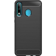 Microcase Huawei Nova 4e Brushed Carbon Fiber Silikon Kılıf - Siyah