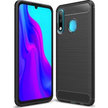 Microcase Huawei Nova 4e Brushed Carbon Fiber Silikon Kılıf - Siyah