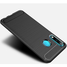 Microcase Huawei Nova 4e Brushed Carbon Fiber Silikon Kılıf - Siyah