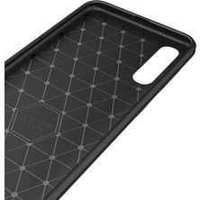 Microcase Samsung Galaxy A70 Brushed Carbon Fiber Silikon Kılıf - Siyah