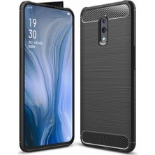 Microcase Oppo Reno Brushed Carbon Fiber Silikon Kılıf - Siyah