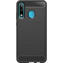 Microcase Huawei P30 Lite Brushed Carbon Fiber Silikon Kılıf - Siyah