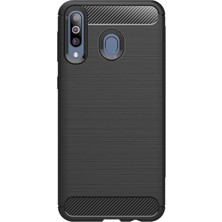 Microcase Samsung Galaxy M30 Brushed Carbon Fiber Silikon Kılıf - Siyah