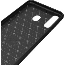 Microcase Samsung Galaxy M30 Brushed Carbon Fiber Silikon Kılıf - Siyah