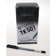 Temat Tk501 Siyah Tükenmez Kalem 50 Adet 1 mm Uç Kalınlığı Yumuşak Yazım Kapasitesi 76605-8151