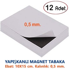 DirektAl 12 Adet 10 x 15 cm Yapışkanlı Mıknatıs Tabaka Fotoğraf Magneti 0,5 mm